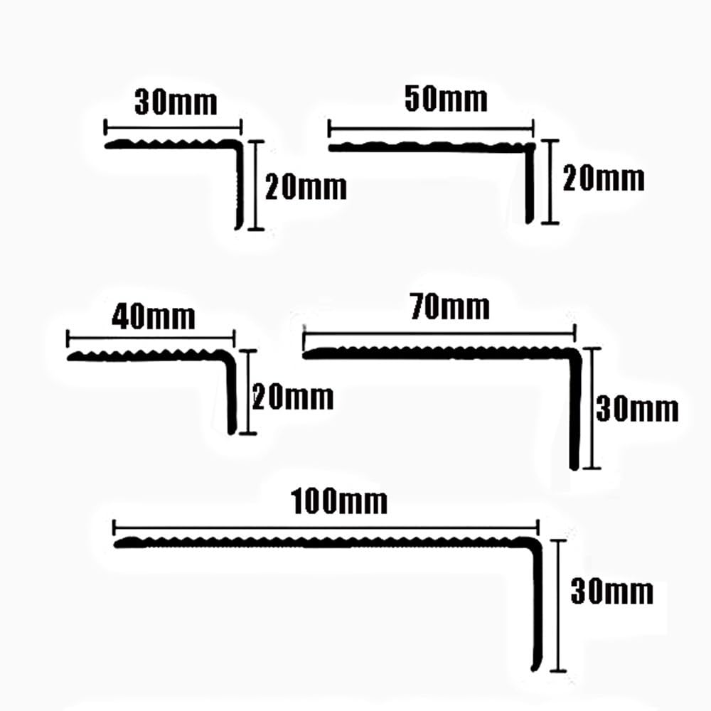 Treppenkantenprofil Treppenwinkel In L-Form Breite 30 40 50 70 100mm Aluminium Stufenkantenprofil Rutschfester Winkelprofil(Black,70mm/2.8in)