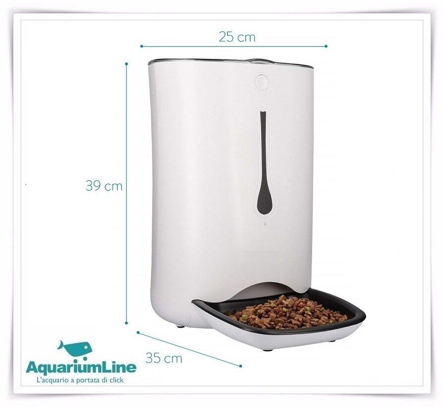 Jecob Comedero dispensador automático de comida para perros y gatos con cámara integrada para monitoreo desde smartphone, ajuste remoto de la dosificación y control por voz 6L/2-3kg 4 comidas