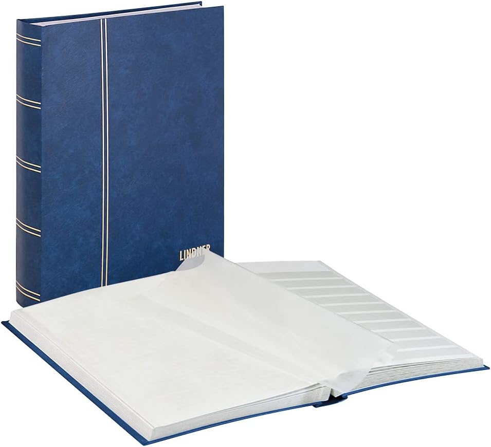 Lindner Stamp Album Stockbook Standard / 48 White Pages / Blue Cover /Acid Free