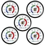 Lantelme Kühlschrankthermometer 5 Stück Set selbstklebend Kühl Gefrierschrank Thermometer analog schwarz 8060
