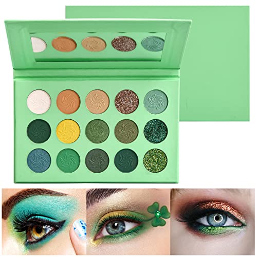 15 colores Maquillaje de Sombra de ojos Impermeable, Paleta de Color de Sombra de ojos, Paleta de Maquillaje para ojos de Alto Pigmento, Paleta de Sombras de ojos Eyeshadow Palette (Primavera verde)