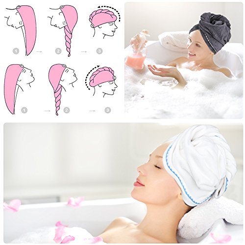 image for 2 Pack Hair Towel Wrap Turban Microfiber Drying Bath Shower Head Towel