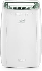 De’Longhi Tasciugo AriaDry – Portable Home Dehumidifier with 3-Action Filtration System, 12L/Day Moisture Removal, Laundry Function, Mould Absorber, Quiet, White (DEX212SF)