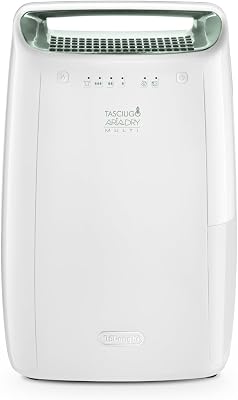 De’Longhi Tasciugo AriaDry – Portable Home Dehumidifier with 3-Action Filtration System, 12L/Day Moisture Removal, Laundry Function, Mould Absorber, Quiet, White (DEX212SF)
