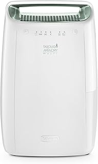 De’Longhi Tasciugo AriaDry - Portable Home Dehumidifier with 3-Action Filtration System, 12L/Day Moisture Removal, Laundry Function, Mould Absorber, Quiet, White (DEX212SF)