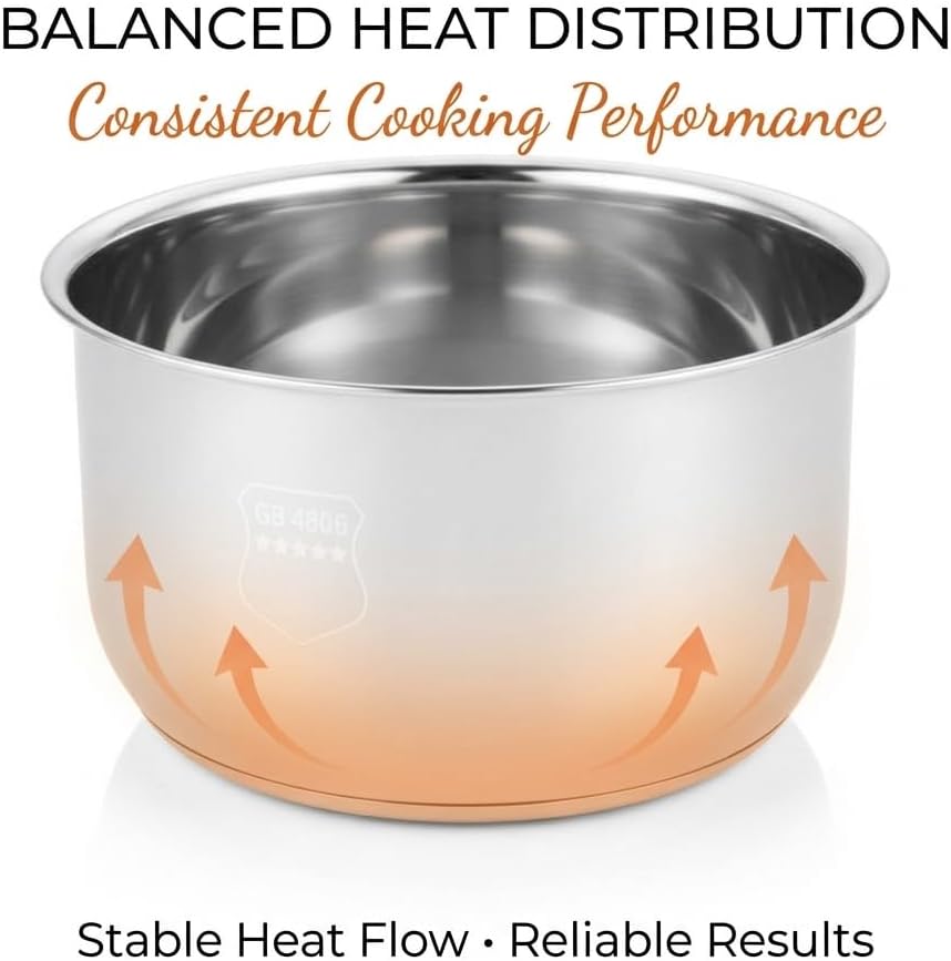 316 Stainless Steel 5L 10 Cup Uncoated Inner Pot Compatible with Hamilton Beach Model 37571 Electric Rice Cooker Stainless Insert Bowl Kitchen Cooking Container Accessory