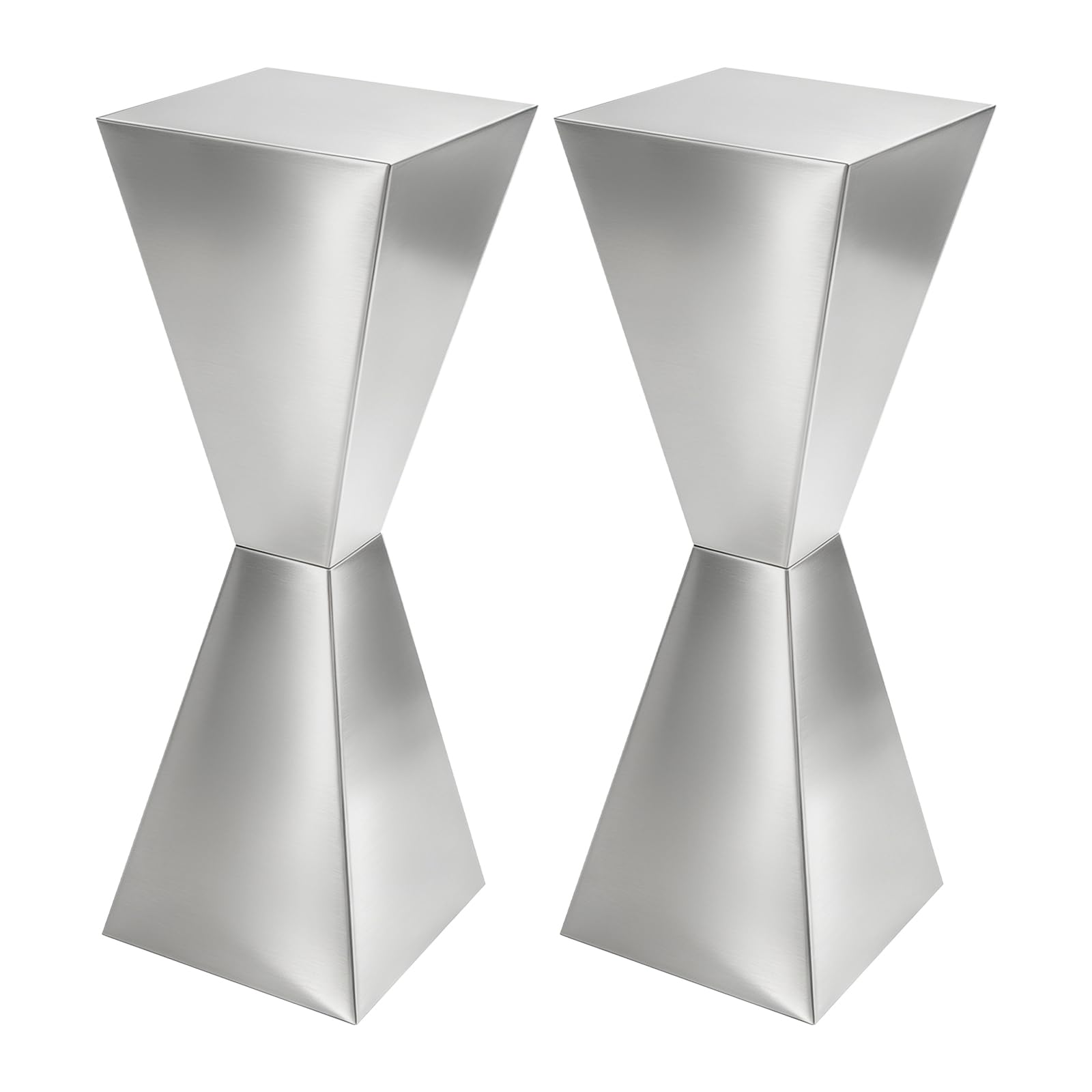 2 soportes para flores de acero inoxidable, soporte para postres, decoración de mesa (plata) | Estantería para flores, mesa de flores, superficie pulida, para bodas y eventos, 28 x 28 x 80 cm