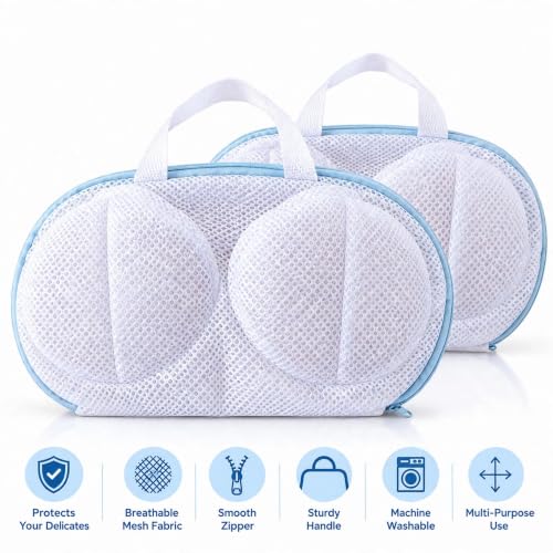 Image of Bra Wash Bag with Handle, Mesh Laundry Bag for Lingerie 2pcs