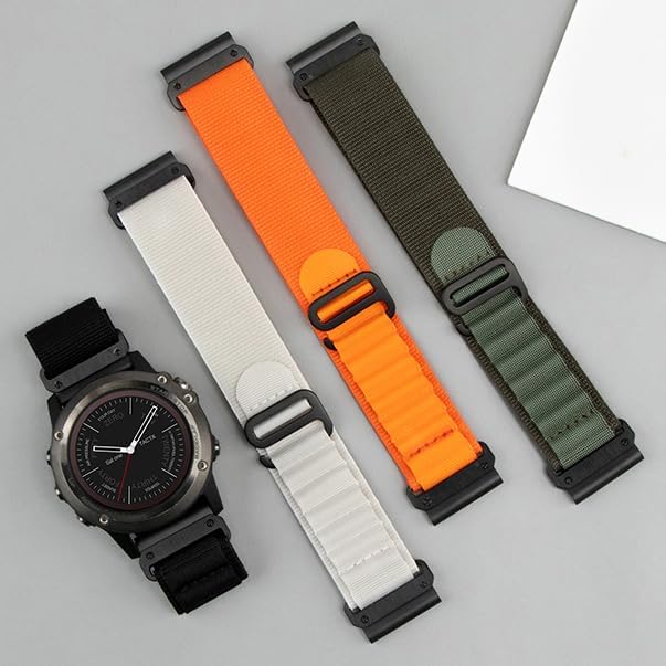Miniatura 7 de Correa de reloj de nailon de 1.024 in para Garmin Fenix 7X  Fenix 6X  Fenix 5X  Enduro 2, cierre de velcro con cierre de acero inoxidable para