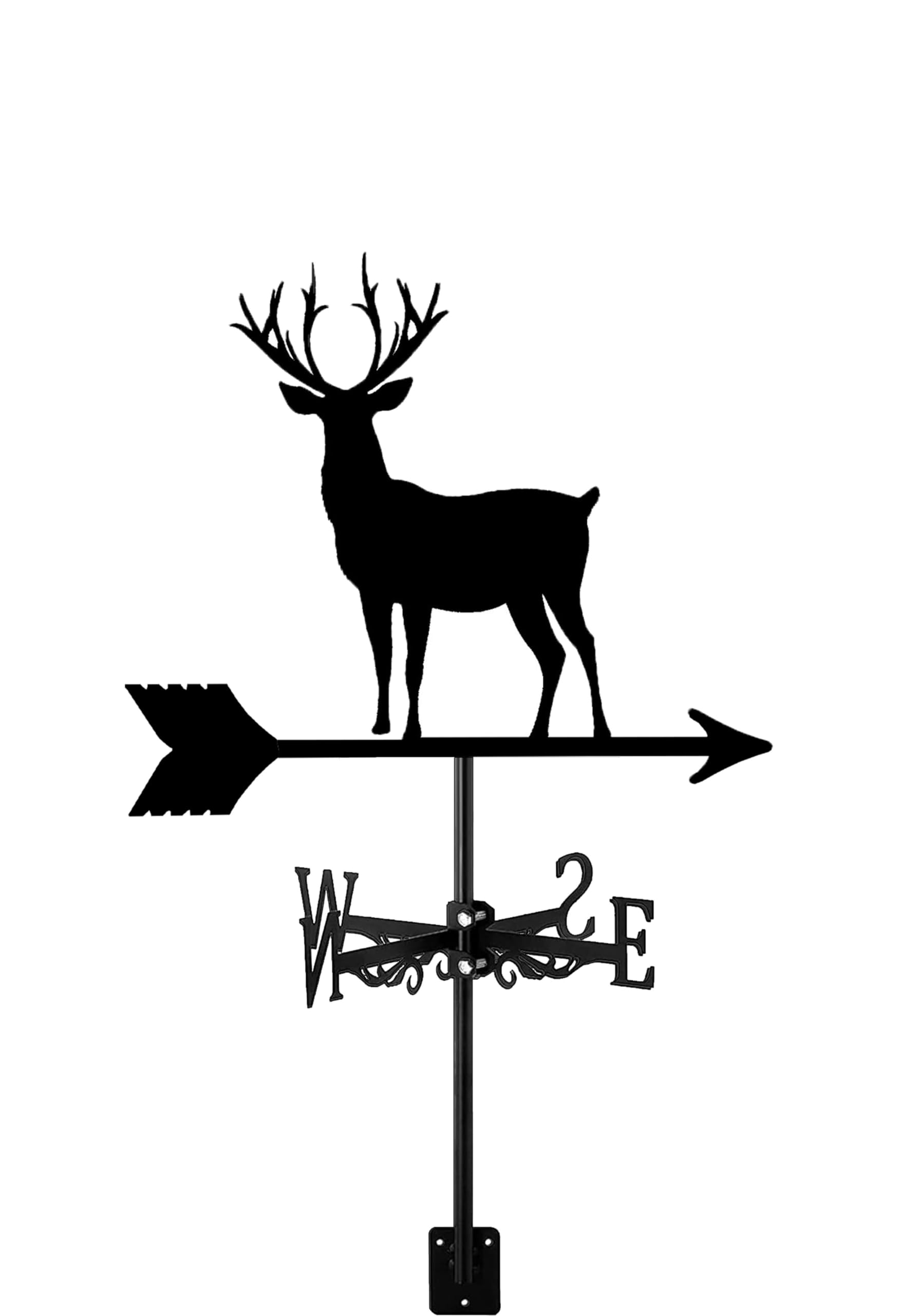WIQUYBML Deer Weather Vane Weathervane for Garden Yard Lawn Farm Ornament Indicator Black Vintage Metal (C)(C)