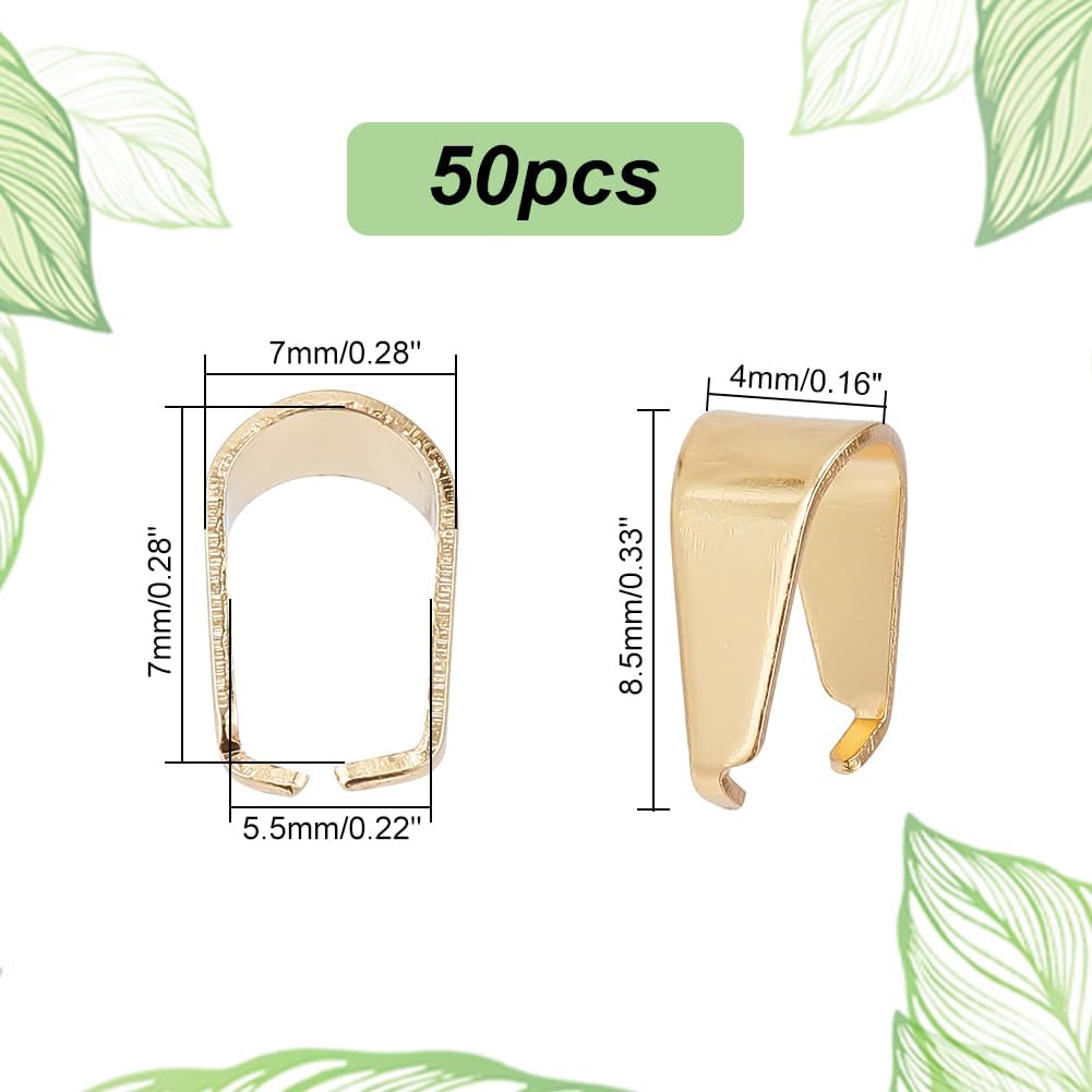 PH PandaHall 50pcs 201 Stainless Steel Snap on Bails Golden Pinch Clip 18K Gold Plated Pendant Connector Charm Clasp Clips for Necklace Earring Bracelet Choker Jewelry Making, 8.5mm Long - Image 2