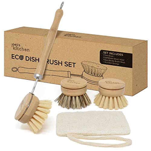 Joeji's Kitchen Juego de cepillos ecológicos de Madera de bambú, Estropajo...