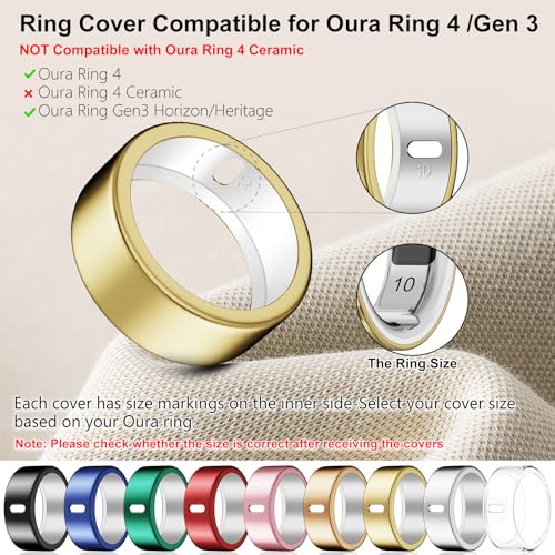 Image of Cover Compatible for Oura Ring 4 /Gen 3 Heritage /Horizon,Scratch Resistant | Charging Directly,Durable TPU Tight Elastic Ring Finger Sleeve for Workout Gym Sleeping Daily Women Men-10 Packs-Size 10