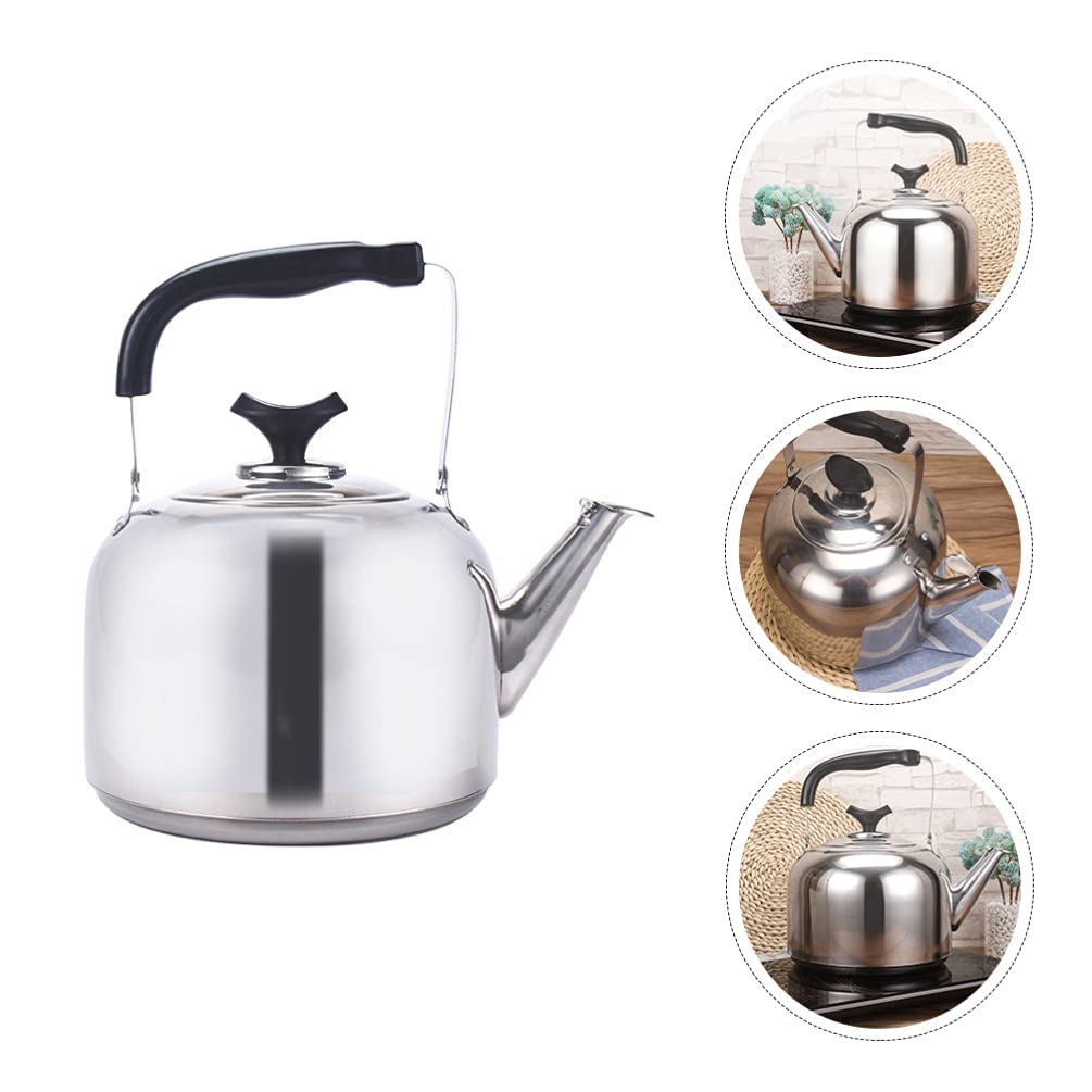 7L Whistling Tea Kettle Stainless Steel Teapot For Stove Top Tea Boiler With Anti- Hot Handle Hot Water Kettle For Tea And Coffee Silver