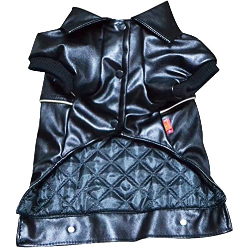 Niula Dog Winter Coat Pu Leather Motorcycle Jacket For Dog Pet Clothes Leather Jacket, Waterproof(S) #TOP1