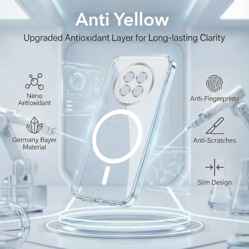 Image of Jkobi Lifetime Anti-Yellow MagSafe Compatible Clear Back Cover Case for Oppo F31 Pro Plus (Sleek Hard Crystal | Shockproof and Camera Protection)