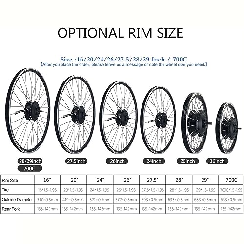 Kit de conversão para bicicletas elétricas 48V 1000W/1500W, roda dianteira, kit de conversão para e-