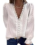 blusa bianca marella 2.Caratteristiche:donna blusa,donna maniche Lunghe blusa,a scollo a V, pizzo, manica lunga, leggero, elegante e sexy. Mostra il tuo stile.
