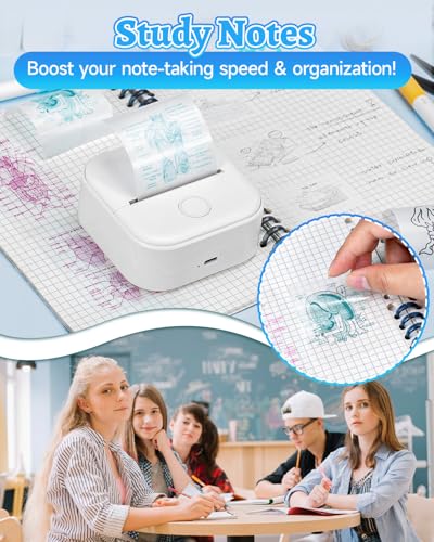 Image of Phomemo T02 Sticker Printer Thermal Print Pods Mini Printer with AI Smart APP, Sticker Maker Machine, Gifts for Holiday, DIY Junk Journal, Memos, Study Notes, Compatible with iOS & Android, White