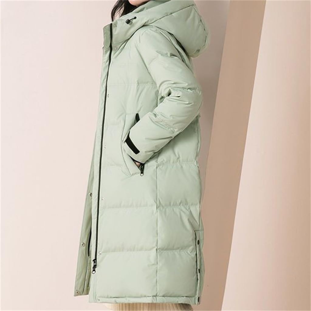 Down Jacket Women's Mid-length With Collar Non-removable Slim and Thin Winter Coat