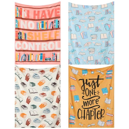 VitalCozy 4 Pack Book Throw Blankets for Teens...