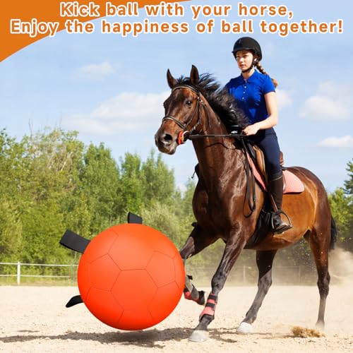 Image of QDAN Herding Ball for Dogs, 25 inch Dog Balls with Straps, Giant Dog Toys Horse Toy, Dog Herding Ball for Australian Shepherd, Orange