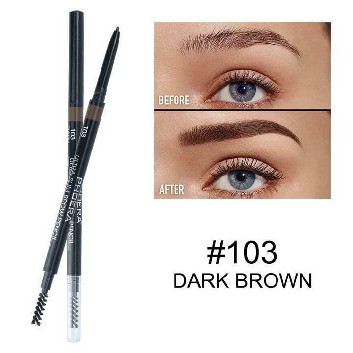 PHOERA Ultra Slim Eyebrow Liner Pencil With Brow Brush AQUAPURITY Fill & Sculpt Eyebrow Definer Natural Looking Brows Long Lasting (103 DARK BROWN) - Image 2