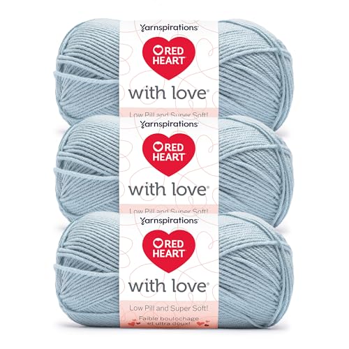 Image of Red Heart with Love Low Pill Yarn for Crocheting, Sky Blue, 3-Pack