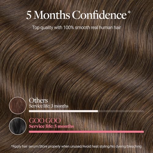 Image of GOO GOO Tape In Weft Hair Extensions Human Hair, 4A Chocolate Brown, 8cm Wide Tape, 16inch 7pcs 110g, Tape Weft Hair Extensions, Seamless Tape in