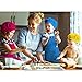 CHENGU 8 Pieces Kids Apron and Chef Hat Set, Boys Girls Adjustable Child Aprons with 2 Pockets Kitchen Bib Aprons for Kitchen Cooking Baking Wear (Medium, Green, Rose-Red, Yellow, Blue)