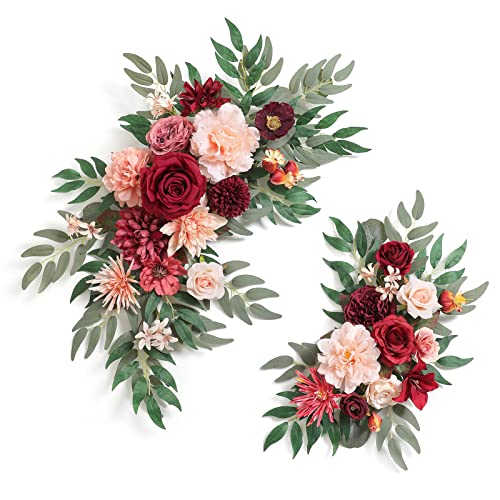 Serra Flora Wedding Arch Flowers Swags Kit (Pack Of 2) For Diy Artificial Peony Greenery Arrangements Party Welcome Ceremony Sign And Reception Backdrop Floral Decoration (Red #TOP10