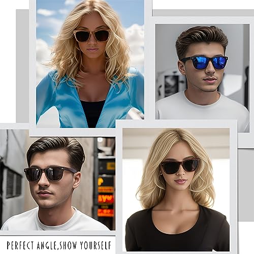 FEISEDY Woodes Sunglasses Polarized for Women Men, Bamboo Wood Handmade Frame, Classic Square UV400 Protection B00062
