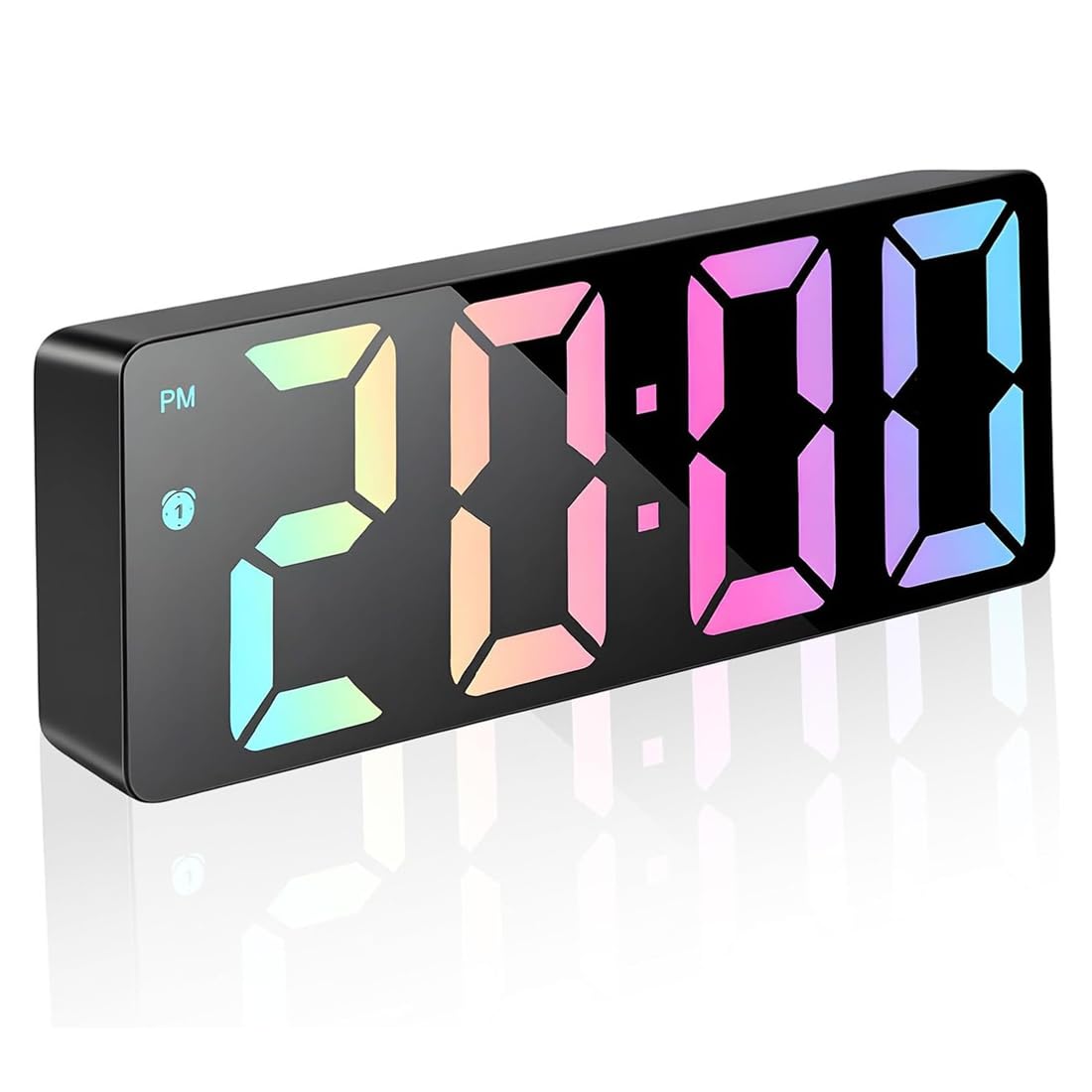 Hndhbfgrt LED Colorful Display Digital Alarm Clocks Mains Powered Electric Bedsides Clocks Digital Clocks Alarm Clocks