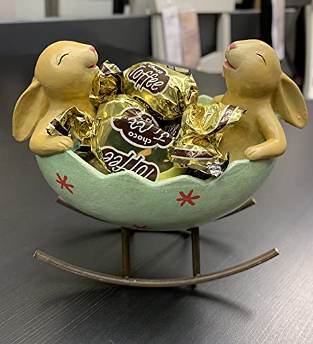 Springeasterlaughingbunnyrabbitsrockinginaneggcradlevintagerusticcountrybunniesrabbitfigurinecutebunnycandydish Urban Country Home Decor Spring easter laughing bunny rabbits rocking in an egg cradle vintage rustic country bunnies rabbit figurine cute bunny candy dish urban country home decor