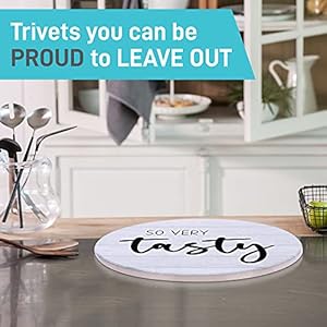 Stylish Ceramic Hot Pads - Set of 2 - Farmhouse Style Heat Resistant Mat for Kitchen Counter - Trivets for Hot Pots and Pans Stylish Ceramic Hot Pads Set of 2 Farmhouse Style Heat Resistant Mat for Kitchen Counter Trivets for Hot Pots and Pans
