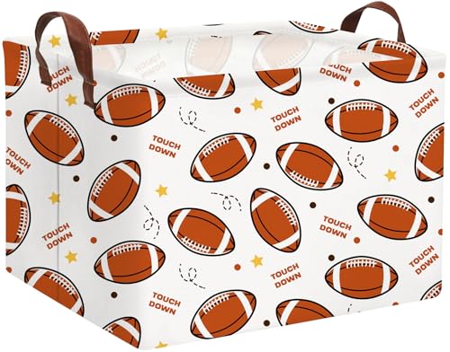 Image of HIYAGON Rectangular Football Basket - Kids Gift Storage Organizer Bins for Boys Football Room Decor