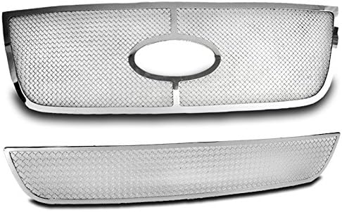 Upper+Bumper Stainless Steel Mesh Grill Insert Combo Emblem Cutout Compatible with 2003-2006 Ford Expedition