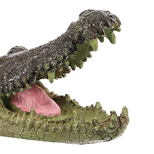 Yardwe Resin Crocodile Head Figure Animal Figurines Water Pond Decoy Crocodile Head Floating Pond Ornament Creative Floating Crocodile Hippo Scary Statue For Garden Decor #TOP7