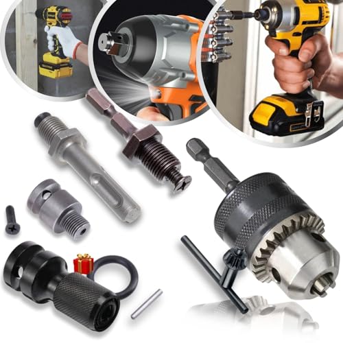 Kit Mandril com Chave 1/2 Pol + 4 Haste Soquete Adaptador Sextavado SDS Plus Chave de Impacto Rosca