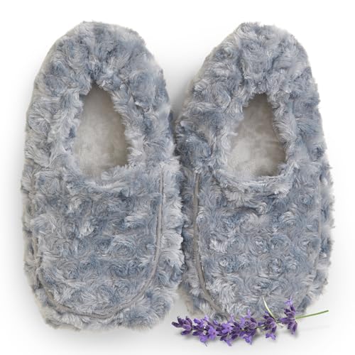 warmies Microwaveable House Slippers for Women - Plush, Soft & Fuzzy Indoor Slippers with Backs & Non-Slip Memory Foam Soles - Cozy Warm Ladies Slipper