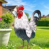 chisheen Rooster Statue Garden Decor Metal Yard Art Chicken Sculpture Outdoor Figurines - Image 1