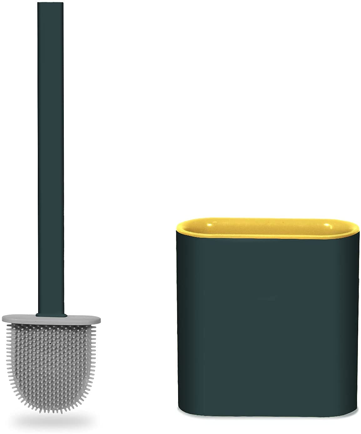 ARUHIU Silicone Toilet Brush and Holder Set for Bathroom, Flexible Toilet Bowl Brush Head with Silicone Bristles, Compact Size for Storage and Organization, Ventilation Slots Base(Multicolor)