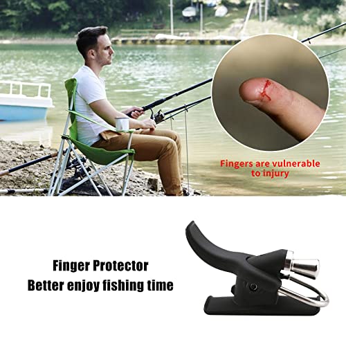 4PCS Cast Cannon Surf Fishing Trigger Sea Fishing Casting Trigger Fixed Spool Casting Aid, Marine Fishing Rod Clamp Thumb Button Trigger, Bionic Finger for Fishing, Security Finger Protector?Black?