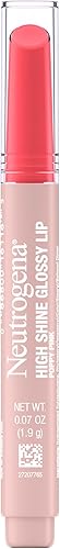 Neutrogena High Shine Glossy Lip, Nourishing Lip Gloss with Maracuja Oil, Antioxidant Vitamin E & Vitamins, Non-Retractable, Buildable Pigmented Color, Poppy Pink, 0.07 oz