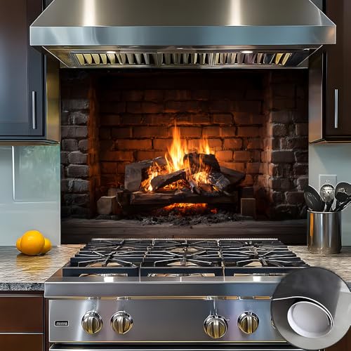 Cmialusie Cozy Brick Fireplace Wall Decor Pink Peel and Stick Wall Tiles Warm Flame Scene Decorative Wall Cover for Rustic Kitchen Dining or Living Spaces 35.4x23.6 Inch 90x60 cm