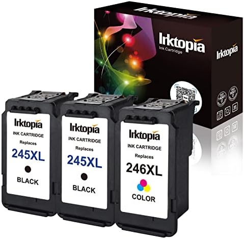 3 Pack Compatible Ink Cartridge Replacement for Canon PG 245XL 246XL (2 Black 1 Tri-Color) 245 XL with Ink Level Used in PIXMA iP2820 MG2420 MG2520 MG2920 MG2922 MG2924 MX492 MX490 Printer