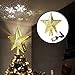 Produktbild Weihnachtsbaum Stern mit LED Schneeflocke Projektor 3D Hollow Star Weihnachtsbaum Projektor Tannenbaum Spitze Mehrfarben mit LED Schneeflockenprojektor -Gold