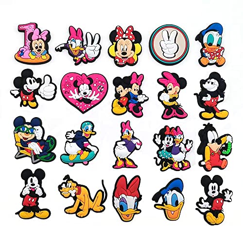 Mickey Shoe Charms 20pcs for Kids Women Cartoon Shoe Decoration for Shoes Bracelet Wristband Clog Sandals Birthday Gifts