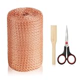 Copper Mesh Rodent Control Kit - 5 in x 35 ft Copper Mesh Roll, Rust Proof Rodent Proof Wire Mesh, DIY Mice Defensive Mesh for Pest Bat Bird Snail and Rodent Control