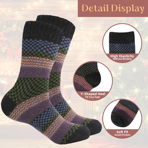 Image of LOCONHA Womens Wool Socks 5 Pairs Winter Warm Sock Thick Knit Cabin Cozy Crew Soft Socks Gifts for Women